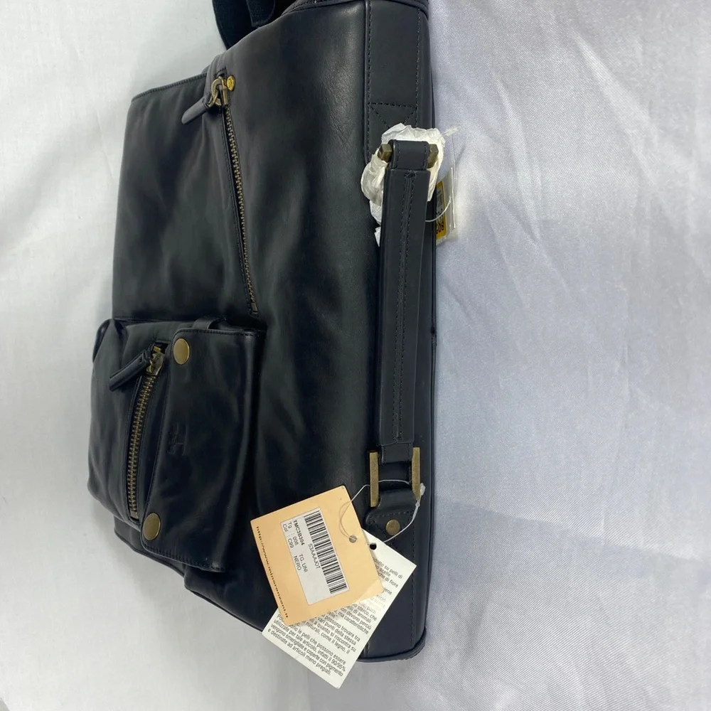 Tosca Blu Black leather Messenger Crossbody Shoulder CarryOn Travel Business Bag